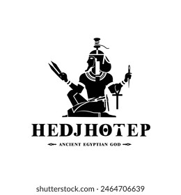 Silhouette of the Iconic ancient Egyptian god hedjhotep, Middle Eastern god Logo for Modern Use