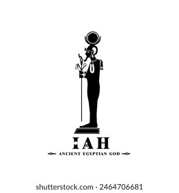 Silhouette of the Iconic ancient Egyptian god iah, Middle Eastern god Logo for Modern Use