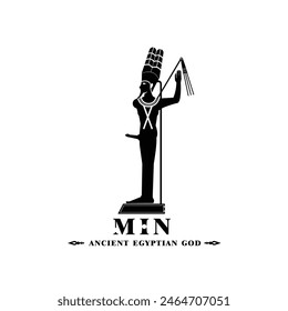 Silhouette of the Iconic ancient Egyptian god min, Middle Eastern god Logo for Modern Use