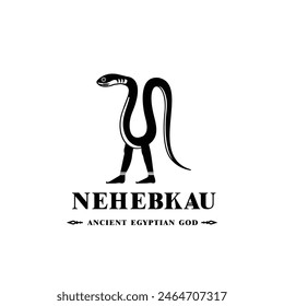 Silhouette of the Iconic ancient Egyptian god nehebkau, Middle Eastern god Logo for Modern Use