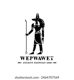 Silhouette of the Iconic ancient Egyptian god wepwawet, Middle Eastern god Logo for Modern Use