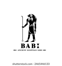 Silhouette of the Iconic ancient Egyptian god babi, Middle Eastern god Logo for Modern Use