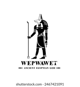 Silhouette of the Iconic ancient Egyptian god wepwawet, Middle Eastern god Logo for Modern Use