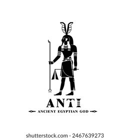 Silhouette of the Iconic ancient Egyptian god anti, Middle Eastern god Logo for Modern Use