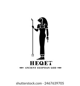 Silhouette of the Iconic ancient Egyptian god heqet, Middle Eastern god Logo for Modern Use