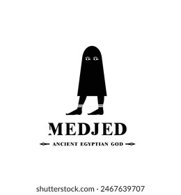 Silhouette of the Iconic ancient Egyptian god medjed, Middle Eastern god Logo for Modern Use