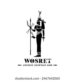 Silhouette of the Iconic ancient Egyptian god worset, Middle Eastern god Logo for Modern Use