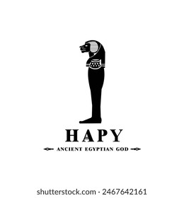 Silhouette of the Iconic ancient Egyptian god hapy, Middle Eastern god Logo for Modern Use