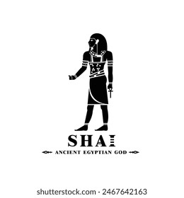 Silhouette of the Iconic ancient Egyptian god shai, Middle Eastern god Logo for Modern Use