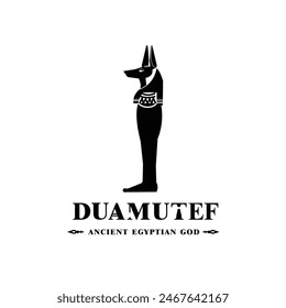 Silhouette of the Iconic ancient Egyptian god duamutef, Middle Eastern god Logo for Modern Use