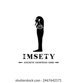 Silhouette of the Iconic ancient Egyptian god imsety, Middle Eastern god Logo for Modern Use