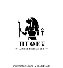 Silhouette of the Iconic ancient Egyptian god heqet, Middle Eastern god Logo for Modern Use