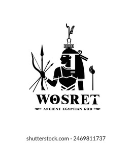 Silhouette of the Iconic ancient Egyptian god worset, Middle Eastern god Logo for Modern Use