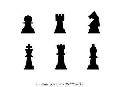 Silhouette icons of chess pieces set. Vector illustration design.