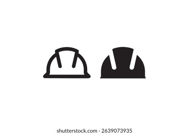 Silhouette icons of hard hat and construction helmet on white background.