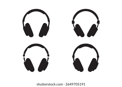 Silhouette icons of over ear headphones on a white background