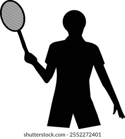 Silhouette-Symbole des Schlägersports: Vektorgrafik von Tennis, Badminton, Squash und Tischtennis