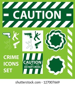 Silhouette icons set Caution, danger, and police crime concept design elements