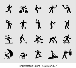 Silhouette icons set for Sports action 1