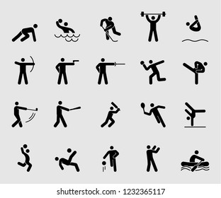 Silhouette icons set for Sports action 2