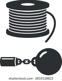 Silhouette icons spool wire