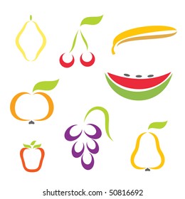 Silhouette icons of various fruit. Vector-Illustration