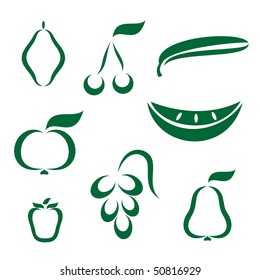 Silhouette icons of various fruit. Vector-Illustration