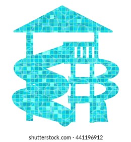 silhouette Icons water slides, pool, mosaic, vector