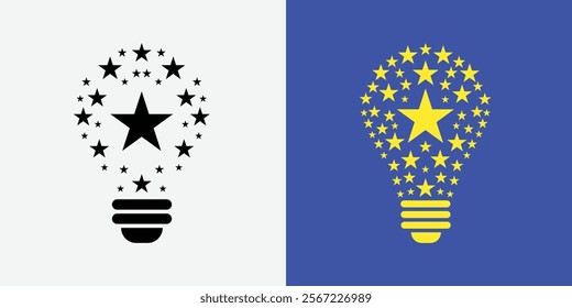 Silhouette Idea Sharing Icon, Light Bulb and Lamp Illustration