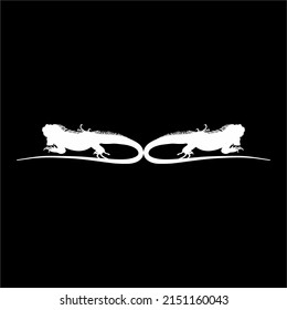 Silhouette of Iguana Reptiles (a genus of herbivorous lizards that are native to tropical areas of Mexico, Central America, South America, and the Caribbean). Vector Illustration 