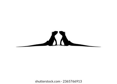 Silhouette of Iguana Reptiles (a genus of herbivorous lizards that are native to tropical areas of Mexico, Central America, South America, and the Caribbean). Vector Illustration 