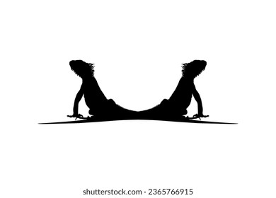 Silhouette of Iguana Reptiles (a genus of herbivorous lizards that are native to tropical areas of Mexico, Central America, South America, and the Caribbean). Vector Illustration 