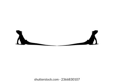 Silhouette of Iguana Reptiles (a genus of herbivorous lizards that are native to tropical areas of Mexico, Central America, South America, and the Caribbean). Vector Illustration 