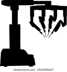 silhouette Illustration of advanced robotic surgery technology that can help doctors perform surgery.