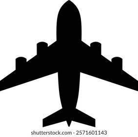 Silhouette illustration of an airplane seen from above