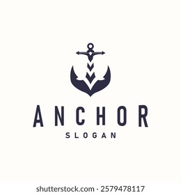 silhouette illustration anchor logo sailor design simple ocean symbol anchor ship marine retro vintage