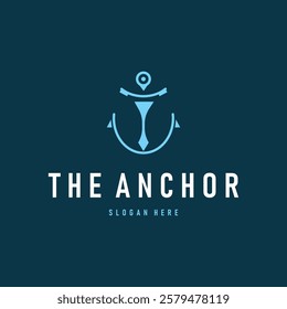 silhouette illustration anchor logo sailor design simple ocean symbol anchor ship marine retro vintage