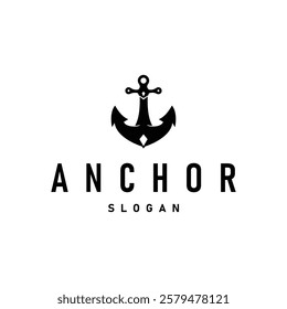 silhouette illustration anchor logo sailor design simple ocean symbol anchor ship marine retro vintage