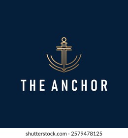 silhouette illustration anchor logo sailor design simple ocean symbol anchor ship marine retro vintage