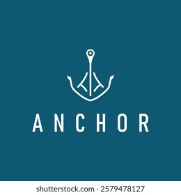 silhouette illustration anchor logo sailor design simple ocean symbol anchor ship marine retro vintage