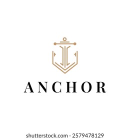 silhouette illustration anchor logo sailor design simple ocean symbol anchor ship marine retro vintage