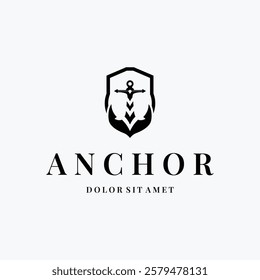 silhouette illustration anchor logo sailor design simple ocean symbol anchor ship marine retro vintage