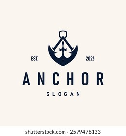 silhouette illustration anchor logo sailor design simple ocean symbol anchor ship marine retro vintage