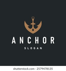 silhouette illustration anchor logo sailor design simple ocean symbol anchor ship marine retro vintage