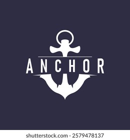 silhouette illustration anchor logo sailor design simple ocean symbol anchor ship marine retro vintage