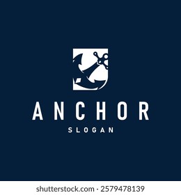 silhouette illustration anchor logo sailor design simple ocean symbol anchor ship marine retro vintage