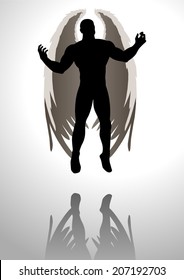 Silhouette illustration of an angel figure 