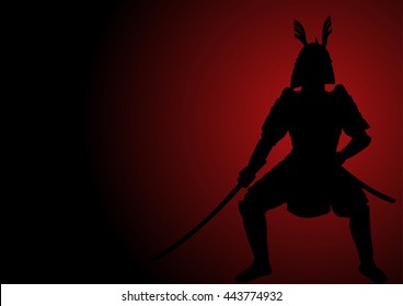 Silhouette illustration of an armored Samurai