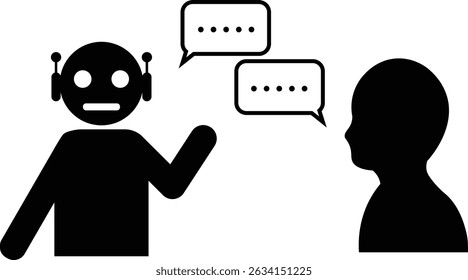 Silhouette illustration of artificial intelligence and human interaction