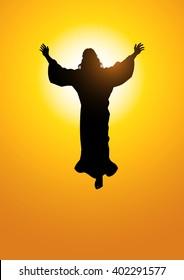 Silhouette illustration of the ascension of Jesus Christ
